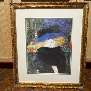 Vintage Gustav Klimt's "Lady with Hat and Feather Boa"